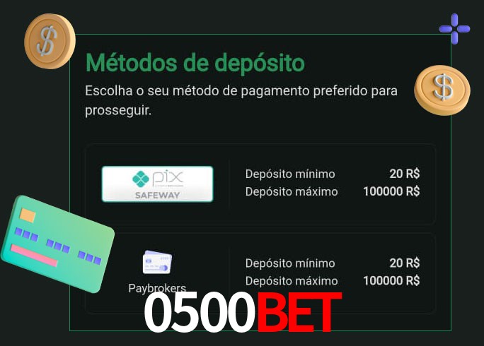 O cassino 0500bet oferece uma grande variedade de métodos de pagamento